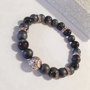 Larvikit-hematit ásvány karkötő - ékszer - karkötő - gyöngyös karkötő - Meska.hu