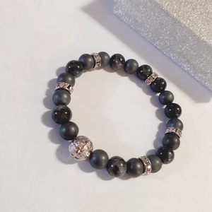 Larvikit-hematit ásvány karkötő - ékszer - karkötő - gyöngyös karkötő - Meska.hu