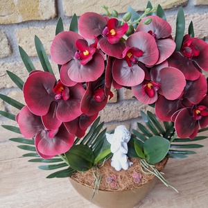 Sírdísz orchideával-bordó - otthon & életmód - vallás - temetkezési tárgy - sírcsokor, virág dekoráció - Meska.hu Sírdísz orchideával-bordó - otthon & életmód - vallás - temetkezési tárgy - sírcsokor, virág dekoráció - Meska.hu