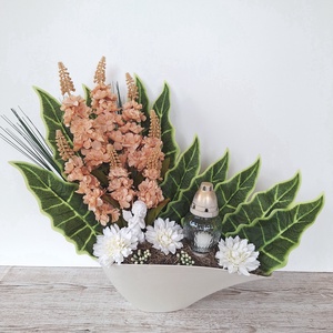 Nagy méretű sírdísz mécsessel, Otthon & Életmód, Vallás, Temetkezési tárgy, Temetői gyertyák, mécsesek, Virágkötés, MESKA