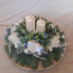 Ünnepi asztaldísz - karácsony - karácsonyi lakásdekoráció - karácsonyi fénydekoráció - Meska.hu