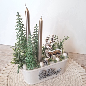 Karácsonyi dísz szarvassal - karácsony - karácsonyi lakásdekoráció - karácsonyi lakásdíszek - Meska.hu