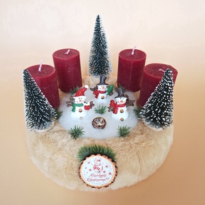 Adventi koszorú-hóember figurákkal - Meska.hu