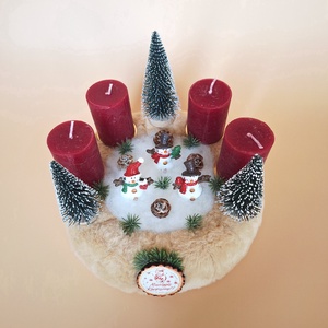 Adventi koszorú-hóember figurákkal - karácsony - adventi díszek - adventi asztaldísz - Meska.hu