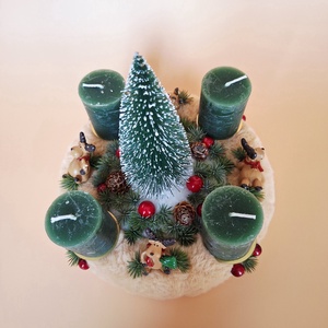 Adventi koszorú-szarvas figurákkal - karácsony - adventi díszek - adventi asztaldísz - Meska.hu