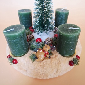 Adventi koszorú-szarvas figurákkal - karácsony - adventi díszek - adventi asztaldísz - Meska.hu