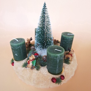 Adventi koszorú-szarvas figurákkal - karácsony - adventi díszek - adventi asztaldísz - Meska.hu