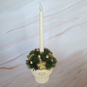 Ünnepi asztaldísz ledes gyertyával - karácsony - karácsonyi lakásdekoráció - karácsonyi fénydekoráció - Meska.hu