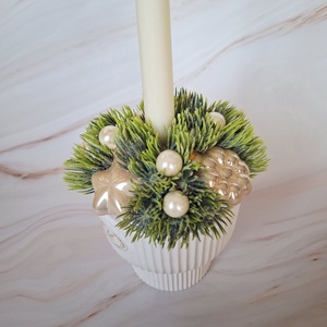 Ünnepi asztaldísz ledes gyertyával - karácsony - karácsonyi lakásdekoráció - karácsonyi fénydekoráció - Meska.hu