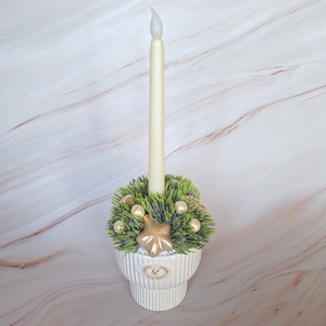 Ünnepi asztaldísz ledes gyertyával - karácsony - karácsonyi lakásdekoráció - karácsonyi fénydekoráció - Meska.hu