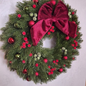 Ledes karácsonyi ajtódísz-bordó - karácsony - karácsonyi lakásdekoráció - karácsonyi ajtódíszek - Meska.hu