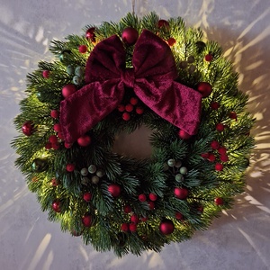 Ledes karácsonyi ajtódísz-bordó - karácsony - karácsonyi lakásdekoráció - karácsonyi ajtódíszek - Meska.hu