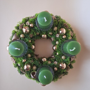 Adventi koszorú-arany II. - karácsony - adventi díszek - adventi koszorú - Meska.hu