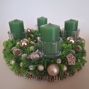 Adventi koszorú-arany II. - karácsony - adventi díszek - adventi koszorú - Meska.hu