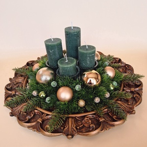 Adventi asztaldísz-arany - karácsony - adventi díszek - adventi koszorú - Meska.hu