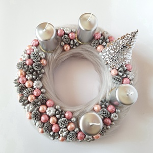 Adventi koszorú-ezüst - karácsony - adventi díszek - adventi koszorú - Meska.hu