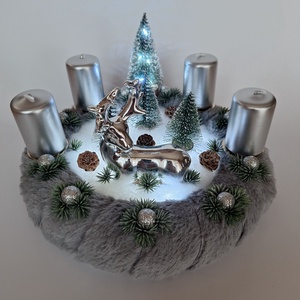 Ledes adventi koszorú-ezüst - karácsony - adventi díszek - adventi koszorú - Meska.hu