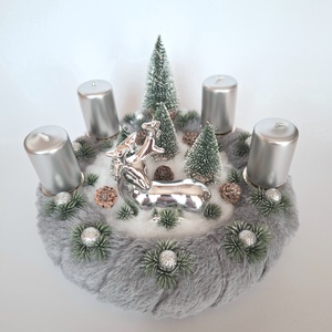 Ledes adventi koszorú-ezüst - karácsony - adventi díszek - adventi koszorú - Meska.hu