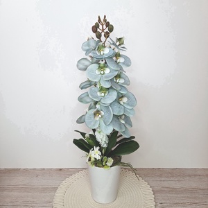 Orchidea dekoráció kerámia kaspóban-menta, Otthon & Életmód, Dekoráció, Asztal és polc dekoráció, Asztaldísz, Virágkötés, MESKA