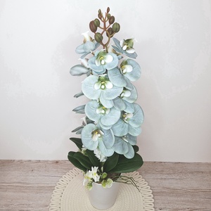 Orchidea dekoráció kerámia kaspóban-menta - otthon & életmód - dekoráció - asztal és polc dekoráció - asztaldísz - Meska.hu