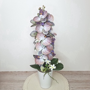 Orchidea dekoráció kerámia kaspóban-lila, Otthon & Életmód, Dekoráció, Asztal és polc dekoráció, Asztaldísz, Virágkötés, MESKA