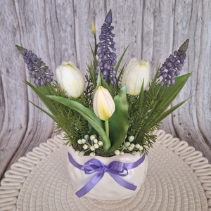 Tavaszi tulipános dísz II. - otthon & életmód - dekoráció - asztal és polc dekoráció - asztaldísz - Meska.hu