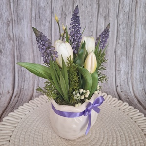 Tavaszi tulipános dísz II. - otthon & életmód - dekoráció - asztal és polc dekoráció - asztaldísz - Meska.hu