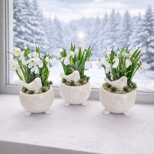 Madárkás dekoráció hóvirágokkal - Meska.hu