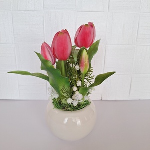 Tulipánok kerámia gömb kaspóban - otthon & életmód - dekoráció - asztal és polc dekoráció - asztaldísz - Meska.hu