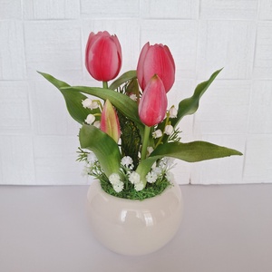 Tulipánok kerámia gömb kaspóban - otthon & életmód - dekoráció - asztal és polc dekoráció - asztaldísz - Meska.hu