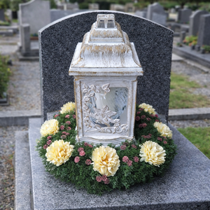 Sírdísz katedláris mécsessel, Otthon & Életmód, Vallás, Temetkezési tárgy, Temetői gyertyák, mécsesek, , MESKA