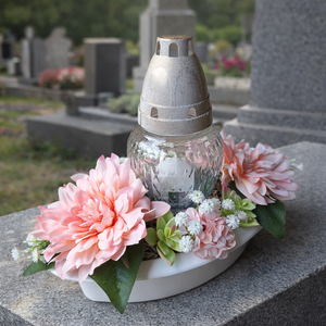 Sírdísz mécsessel VII., Otthon & Életmód, Vallás, Temetkezési tárgy, Temetői gyertyák, mécsesek, , MESKA