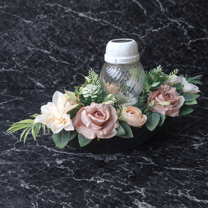 Sírdísz csónak tálban, Otthon & Életmód, Vallás, Temetkezési tárgy, Temetői gyertyák, mécsesek, Virágkötés, MESKA