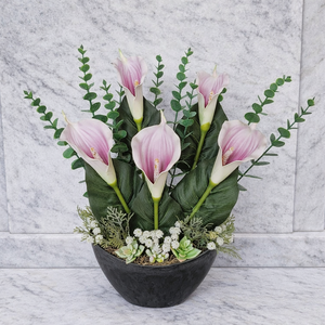 Sírdísz kálával , Otthon & Életmód, Vallás, Temetkezési tárgy, Sírcsokor, virág dekoráció, , MESKA