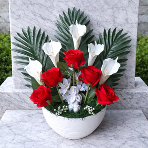 Angyalkás sírdísz-rózsás, Otthon & Életmód, Vallás, Temetkezési tárgy, Sírdísz, kegyeleti dísz, Virágkötés, MESKA