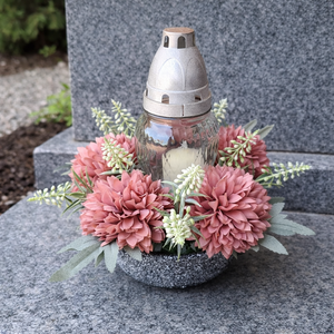 Sírdísz mécsessel II., Otthon & Életmód, Vallás, Temetkezési tárgy, Temetői gyertyák, mécsesek, , MESKA