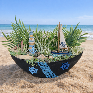 Nyári dekoráció csónak tálban, Otthon & Életmód, Dekoráció, Asztal és polc dekoráció, Asztaldísz, , MESKA