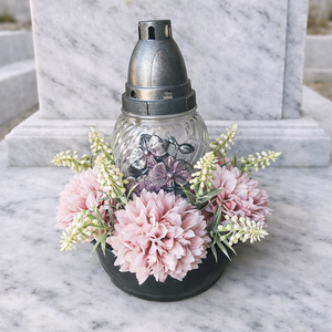 Sírdísz mécsessel III., Otthon & Életmód, Vallás, Temetkezési tárgy, Temetői gyertyák, mécsesek, , MESKA