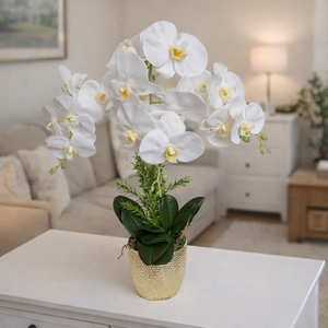 Különleges orchidea dekoráció kerámia kaspóban III., Otthon & Életmód, Dekoráció, Virágdekoráció, Virágdíszek, Virágdísz kaspóban, Virágkötés, MESKA