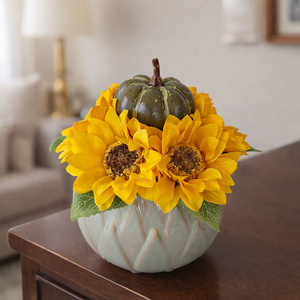 Őszi asztaldísz kerámia gömb kaspóban, Otthon & Életmód, Dekoráció, Asztal és polc dekoráció, Asztaldísz, Virágkötés, MESKA