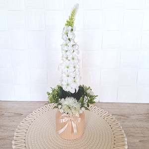 Selyem szarkaláb kerámia kaspóban II. - otthon & életmód - virágdekoráció - virágdíszek - virágdísz kaspóban - Meska.hu