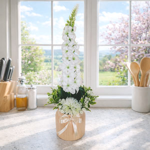 Selyem szarkaláb kerámia kaspóban II., Otthon & Életmód, Virágdekoráció, Virágdíszek, Virágdísz kaspóban, , MESKA