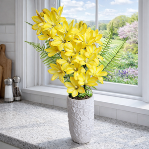 Magnólia kerámia kaspóban-sárga - Meska.hu