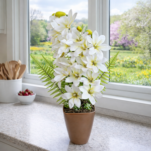 Magnólia kerámia kaspóban-fehér, Otthon & Életmód, Virágdekoráció, Virágdíszek, Virágdísz kaspóban, , MESKA