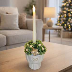 Ünnepi asztaldísz ledes gyertyával, Karácsony, Karácsonyi lakásdekoráció, Karácsonyi fénydekoráció, , MESKA