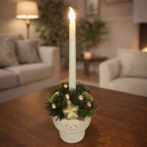 Ünnepi asztaldísz ledes gyertyával, Karácsony, Karácsonyi lakásdekoráció, Karácsonyi fénydekoráció, , MESKA