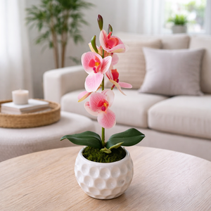 Élethű mini orchidea kerámia gömb kaspóban I., Otthon & Életmód, Virágdekoráció, Virágdíszek, Virágdísz kaspóban, , MESKA