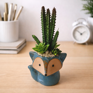 Pozsgás dekoráció rókás kaspóban III., Otthon & Életmód, Virágdekoráció, Virágdíszek, Virágdísz kaspóban, , MESKA