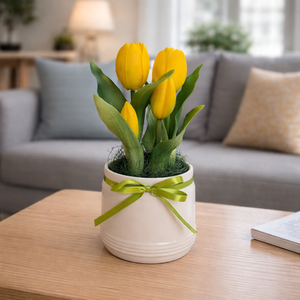 Élethű tulipánok kerámia kaspóban-rózsaszín - Meska.hu