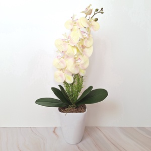 Orchidea dekoráció kerámia kaspóban IV. - otthon & életmód - virágdekoráció - virágdíszek - virágdísz kaspóban - Meska.hu